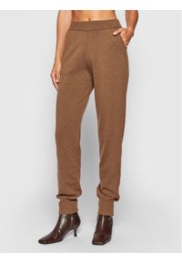 Kontatto Spodnie dresowe 3M8362 Brązowy Regular Fit. Kolor: brązowy. Materiał: wełna