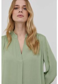 BOSS - Boss koszula damska kolor zielony. Okazja: na co dzień. Kolor: zielony. Materiał: tkanina, włókno. Długość rękawa: długi rękaw. Długość: długie. Styl: casual #3