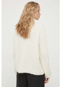 Bruuns Bazaar sweter wełniany damski kolor beżowy ciepły z półgolfem. Kolor: beżowy. Materiał: wełna #4