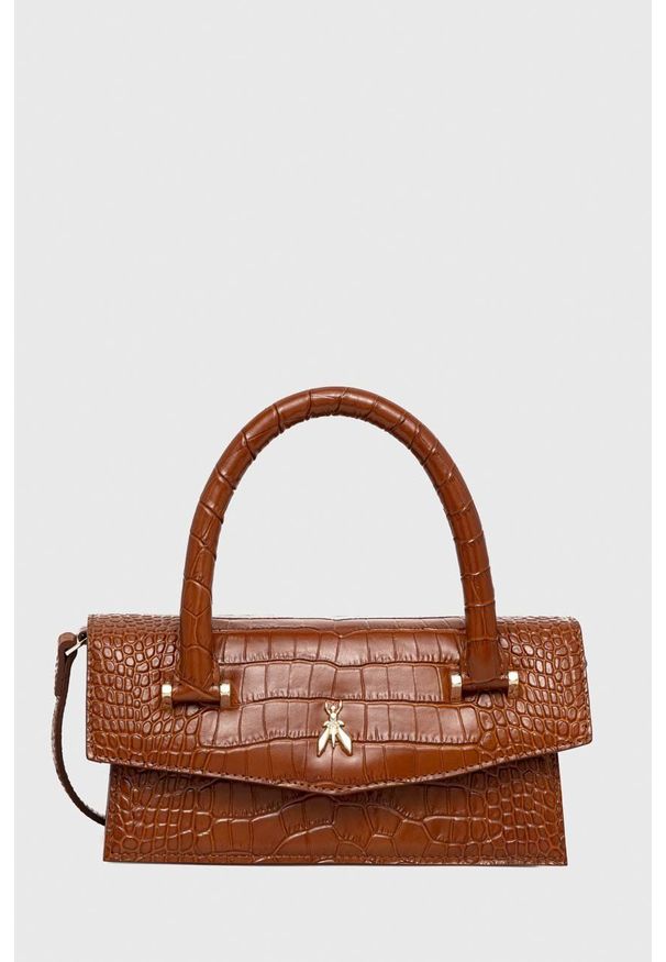 Patrizia Pepe torebka skórzana kolor brązowy. Kolor: brązowy. Materiał: skórzane