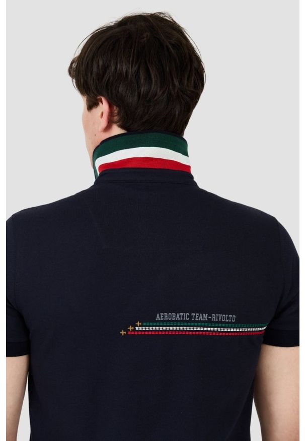 Aeronautica Militare - AERONAUTICA MILITARE Granatowe męskie polo Frecce Tricolori Embroidered, Rozmiar XXL. Typ kołnierza: polo. Kolor: niebieski