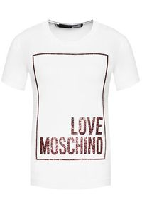 Love Moschino - LOVE MOSCHINO T-Shirt W4H0605M 3876 Biały Regular Fit. Kolor: biały. Materiał: bawełna #4