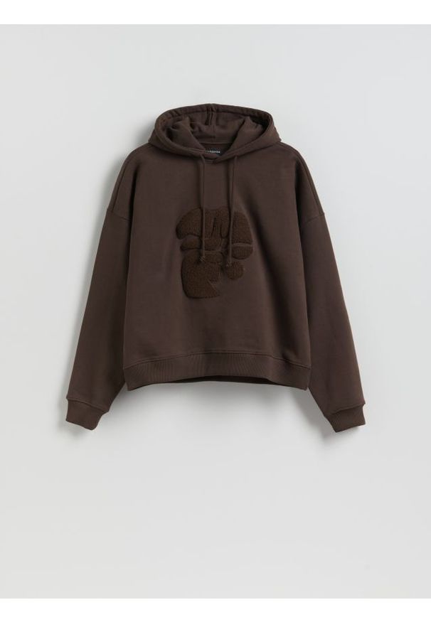Reserved - Bawełniana bluza z kapturem - brązowy. Typ kołnierza: kaptur. Kolor: brązowy. Materiał: bawełna