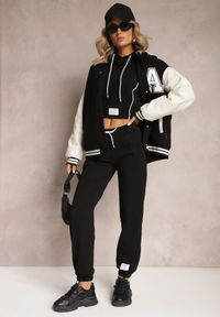 Renee - Czarny Dzianinowy Komplet Dresowy z Bawełny z Naszywkami Akbutol. Kolor: czarny. Materiał: dresówka, bawełna, dzianina. Wzór: aplikacja #5
