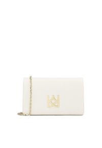 Kazar - Mała skórzana torebka na łańcuchu. Kolor: biały. Wzór: aplikacja. Materiał: skórzane. Rozmiar: małe #1