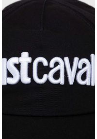 Just Cavalli - JUST CAVALLI Czapka z daszkiem 3d Up z białym logo. Kolor: czarny. Wzór: haft #4