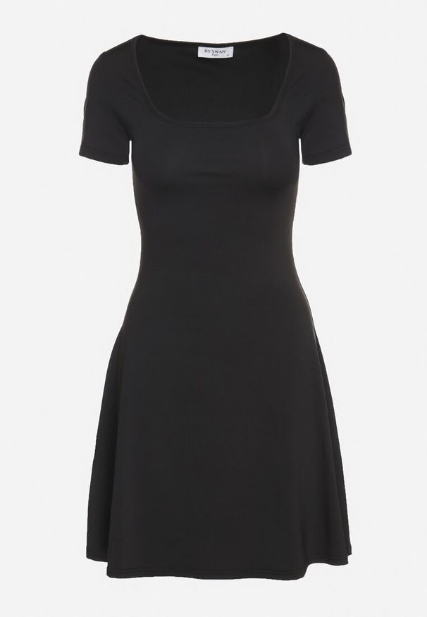 Born2be - Czarna Rozkloszowana Sukienka z Wiskozą i Kwadratowym Dekoltem Milirella. Okazja: na co dzień. Typ kołnierza: dekolt kwadratowy. Kolor: czarny. Materiał: wiskoza. Styl: casual, klasyczny, elegancki