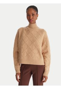 Elisabetta Franchi Sweter MK-55T-57E2 Brązowy Regular Fit. Kolor: brązowy. Materiał: wełna