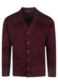 Devir - Kardigan, Bordowy Sweter Wełniany Zapinany na Guziki, Elegancki, Męski -DEVIR. Okazja: na co dzień. Kolor: czerwony. Materiał: akryl, wełna. Styl: elegancki #1