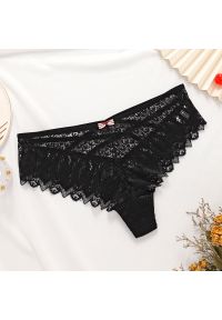 Intica - Figi koronkowe z ozdobnymi paseczkami na specjalne okazje Pansie. Kolor: czarny. Materiał: koronka. Wzór: koronka