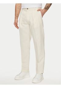 Pepe Jeans Chinosy Relaxed Pleated Linen Pants - 2 PM211700 Écru Relaxed Fit. Materiał: bawełna, len