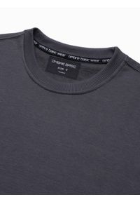 Ombre Clothing - Bluza męska bez kaptura BASIC - grafitowa V14 B978 - L. Okazja: na co dzień. Typ kołnierza: bez kaptura. Kolor: szary. Materiał: materiał, bawełna, poliester. Styl: casual, klasyczny #3
