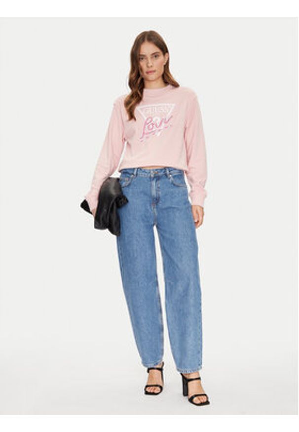 Guess Bluza W5GQ05 KB683 Różowy Regular Fit. Kolor: różowy. Materiał: bawełna, syntetyk