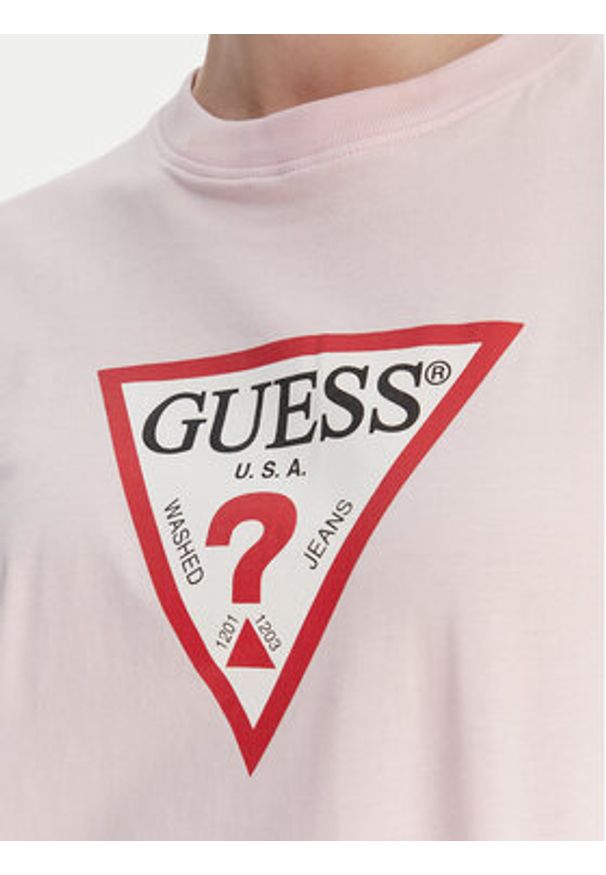 Guess Jeans T-Shirt W4YI73 K8HM0 Różowy Regular Fit. Kolor: różowy. Materiał: bawełna