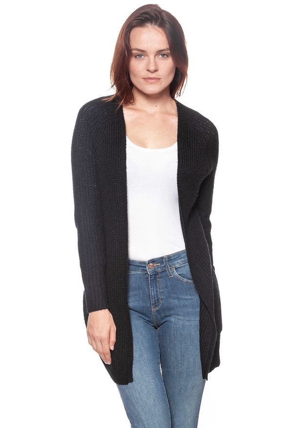 Wrangler - DAMSKI SWETER WRANGLER FLY AWAY KNIT DARK NAVY W8107PYAE 112132224. Materiał: tkanina. Styl: elegancki