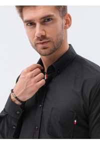 Ombre Clothing - Koszula męska z długim rękawem SLIM FIT - czarna K643 - XXL. Okazja: do pracy, na spotkanie biznesowe, na co dzień. Kolor: czarny. Materiał: materiał, bawełna. Długość rękawa: długi rękaw. Długość: długie. Styl: casual, biznesowy #5