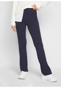 bonprix - Legginsy z poszerzanymi nogawkami. Kolor: niebieski. Materiał: bawełna #1