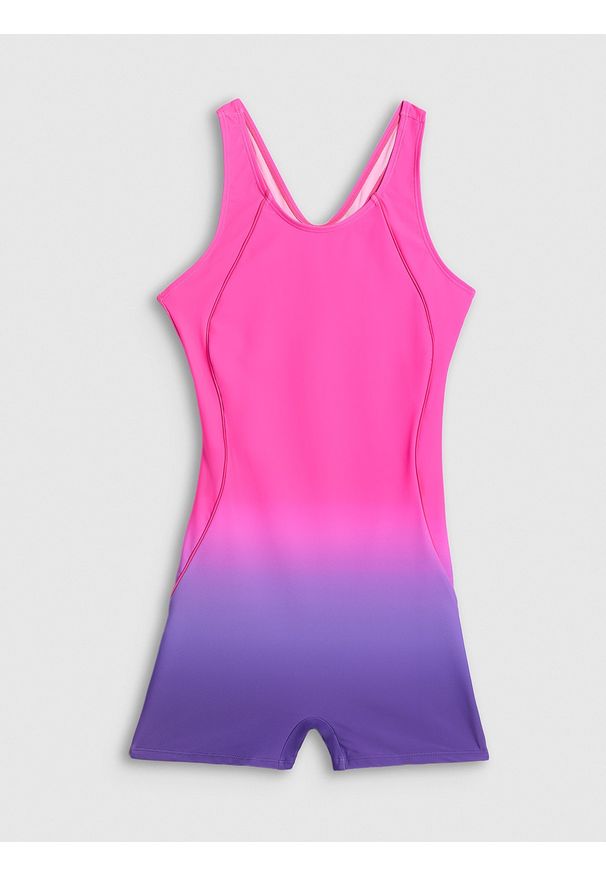 4f - 4F Kostium kąpielowy jednoczęściowy dziewczęcy - różowy 134/140 (8-10 lat). Kolor: wielokolorowy. Materiał: materiał