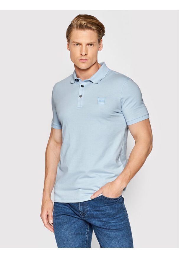 BOSS - Boss Polo Passenger 50472668 Błękitny Slim Fit. Typ kołnierza: polo. Kolor: niebieski. Materiał: bawełna