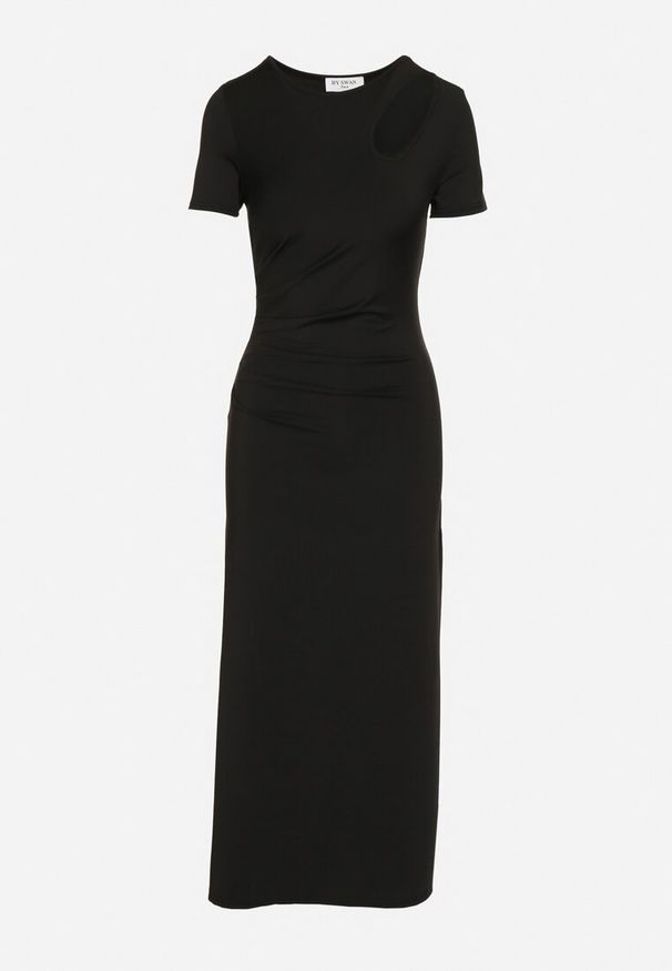 Born2be - Czarna Sukienka o Dopasowanym Fasonie z Lekkimi Marszczeniami Aporea. Okazja: na co dzień. Kolor: czarny. Długość rękawa: krótki rękaw. Sezon: wiosna, lato. Typ sukienki: dopasowane, sportowe. Styl: casual, elegancki, sportowy