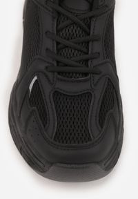 Born2be - Czarne Sneakersy Vices na Grubej Podeszwie z Tłoczeniami Nativine. Okazja: na co dzień. Kolor: czarny. Materiał: jeans #2