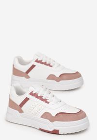 Renee - Biało-Różowe Sneakersy przed Kostkę na Grubej Podeszwie Sylverisa. Wysokość cholewki: przed kostkę. Kolor: biały #4