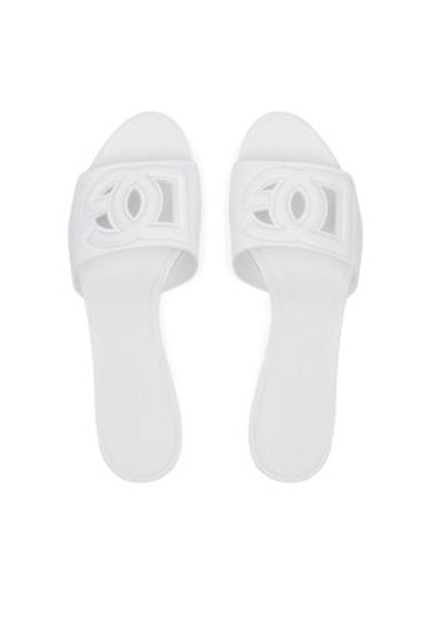 DOLCE & GABBANA - Dolce&Gabbana Klapki CR1755 AY329 Biały. Kolor: biały. Materiał: skóra