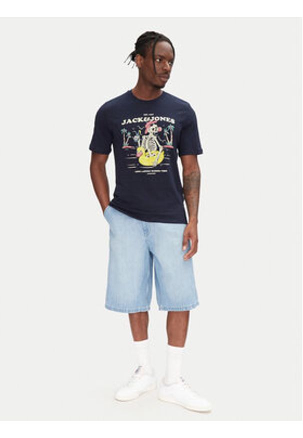 Jack & Jones - Jack&Jones T-Shirt Eljah 12268472 Granatowy Relaxed Fit. Kolor: niebieski. Materiał: bawełna
