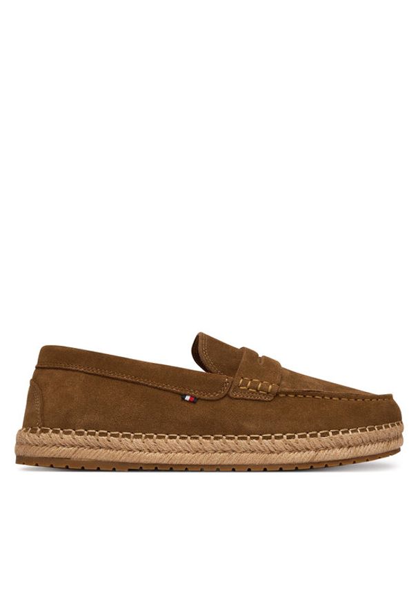TOMMY HILFIGER - Tommy Hilfiger Espadryle Flexible Hilfiger Sde Espadrille FM0FM05794 Brązowy. Kolor: brązowy. Materiał: zamsz, skóra