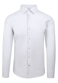 Elegancka Koszula Męska - Victorio - Biała. Okazja: na co dzień. Kolor: biały. Materiał: poliester, bawełna, elastan. Długość rękawa: długi rękaw. Długość: długie. Styl: elegancki #1