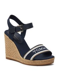 TOMMY HILFIGER - Tommy Hilfiger Espadryle Mono Webbing High Wedge Sandal FW0FW08046 Granatowy. Kolor: niebieski. Materiał: materiał #5