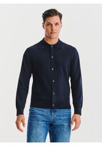 Pako Lorente - PAKO LORENTE - Bawełniany kardigan w kolorze granatowym. Okazja: na co dzień. Typ kołnierza: polo. Kolor: niebieski, zielony. Materiał: bawełna. Sezon: jesień. Styl: casual #1