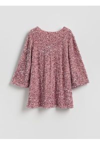 Reserved - Sukienka mini z kokardą - pastelowy róż. Typ kołnierza: kokarda. Kolor: różowy. Materiał: dzianina. Typ sukienki: proste. Długość: mini #1