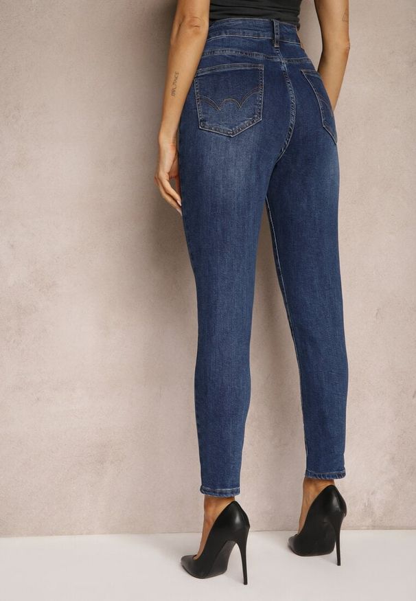 Renee - Niebieskie Jeansy z Bawełny Skinny High Waist Hazteria. Okazja: na co dzień, na spotkanie biznesowe, do pracy. Stan: podwyższony. Kolor: niebieski. Styl: biznesowy, elegancki, casual