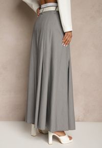 Renee - Szara Spódnica Długa Rozkloszowana High Waist Leoraia. Okazja: na co dzień, na spotkanie biznesowe. Stan: podwyższony. Kolor: szary. Długość: długie. Styl: biznesowy, elegancki, casual #5