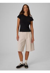 4f - 4F T-shirt slim gładki damski - czarny M. Okazja: na co dzień. Kolor: czarny. Materiał: tkanina. Wzór: gładki. Styl: casual, klasyczny #2