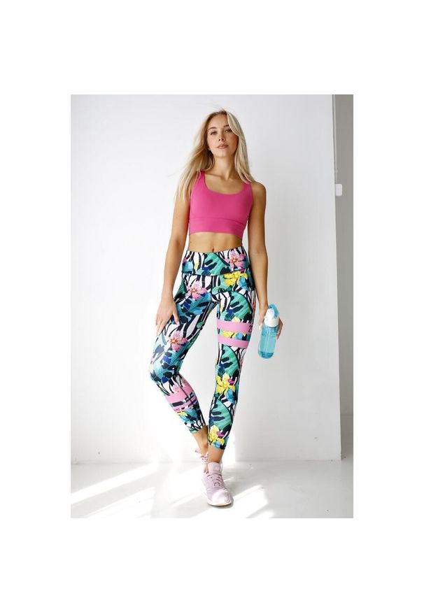 2SkIN - Legginsy sportowe damskie 2skin Moonflower. Kolor: wielokolorowy. Materiał: elastan, poliester. Wzór: kolorowy. Sport: bieganie