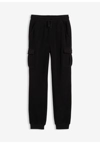 bonprix - Polarowe spodnie bojówki, regular fit. Kolor: czarny. Materiał: polar #1