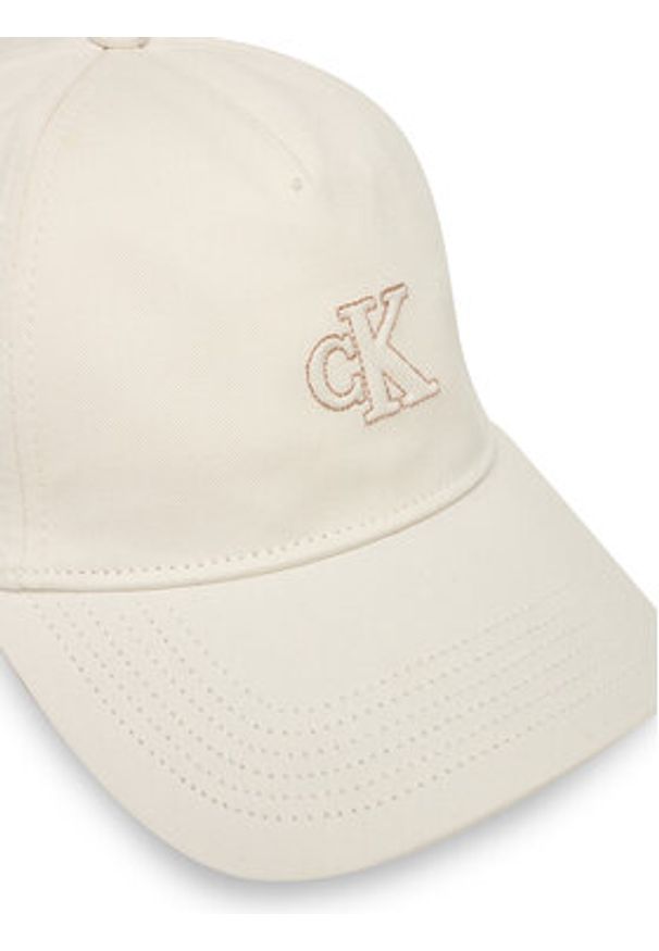 Calvin Klein Czapka z daszkiem Monogram Shine Embroidery Cap LV04F5044G Biały. Kolor: biały. Materiał: bawełna