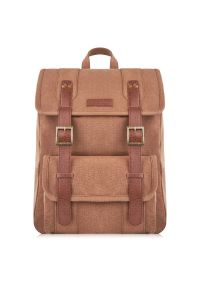 Plecak męski ze skóry wegańskiej PAOLO PERUZZI E-05-BR brązowy. Kolor: brązowy. Materiał: materiał. Wzór: paski #1