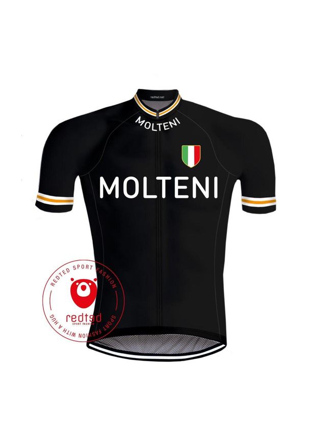 REDTED - Camisola de ciclismo retro Preto Molteni - VERMELHO. Kolor: wielokolorowy. Materiał: poliester