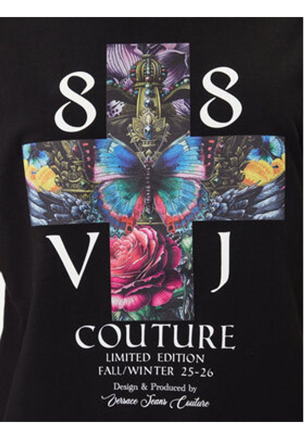 Versace Jeans Couture T-Shirt 79GAHT10 CJ00T Czarny Regular Fit. Kolor: czarny. Materiał: bawełna