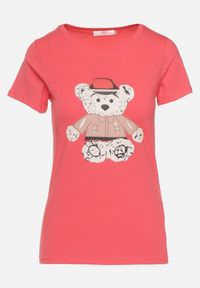 Born2be - Różowy T-shirt Bawełniany z Nadrukiem Rusolia. Okazja: do pracy, na spotkanie biznesowe, na co dzień. Kolor: różowy. Materiał: bawełna. Wzór: nadruk. Styl: casual, klasyczny, biznesowy #5