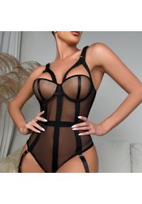 Intica - Body push-up z transparentnego materiału na specjalne okazje Joschka. Kolor: czarny. Materiał: materiał #3
