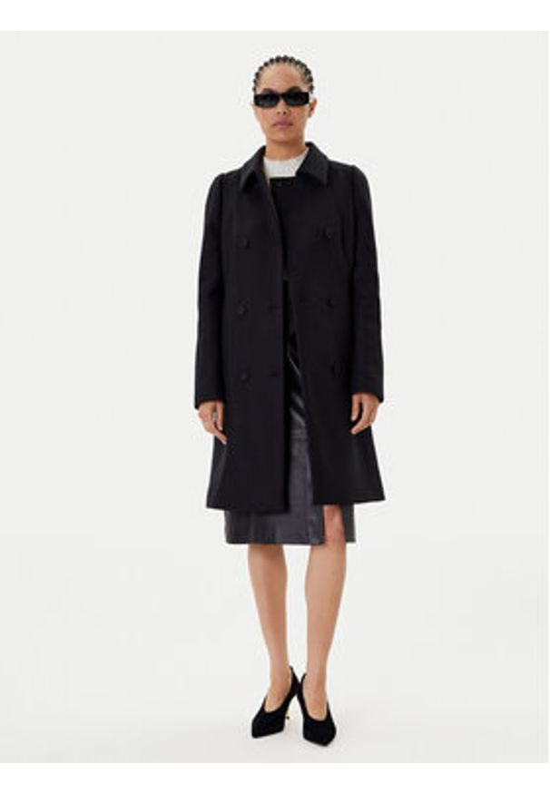 BOSS Płaszcz wełniany Cale 50550723 Czarny Relaxed Fit. Kolor: czarny. Materiał: wełna