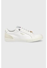 Pepe Jeans sneakersy kenton vintage 1973 kolor biały. Nosek buta: okrągły. Zapięcie: sznurówki. Kolor: biały. Materiał: guma
