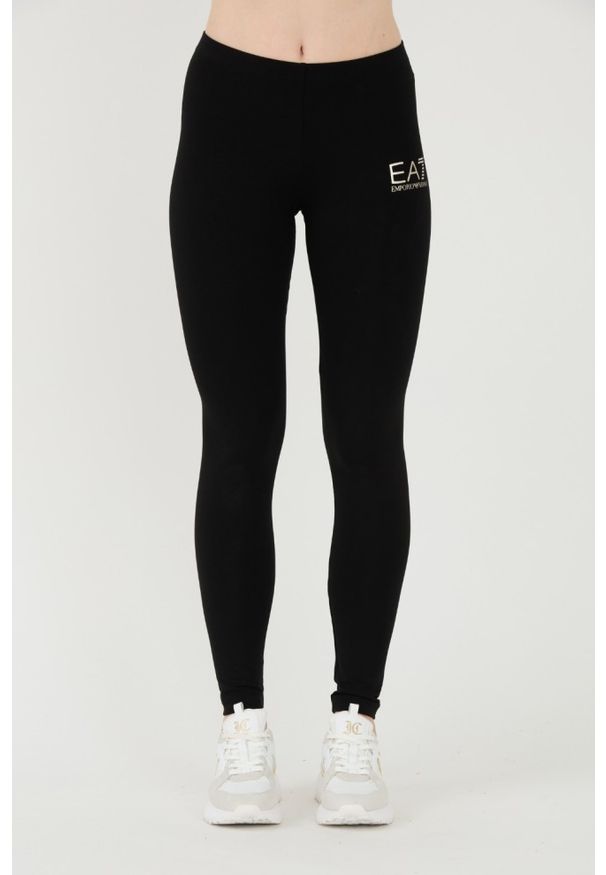 EA7 Emporio Armani - EA7 Czarne legginsy z małym logo. Kolor: czarny