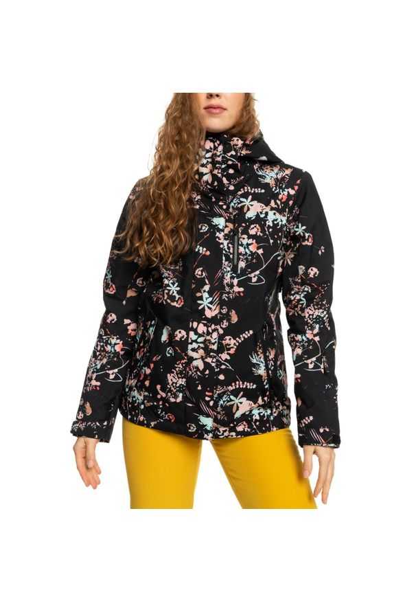 Kurtka narciarska damska Roxy Jetty Insulated. Kolor: czarny. Materiał: poliester. Wzór: kwiaty. Sezon: zima. Sport: narciarstwo