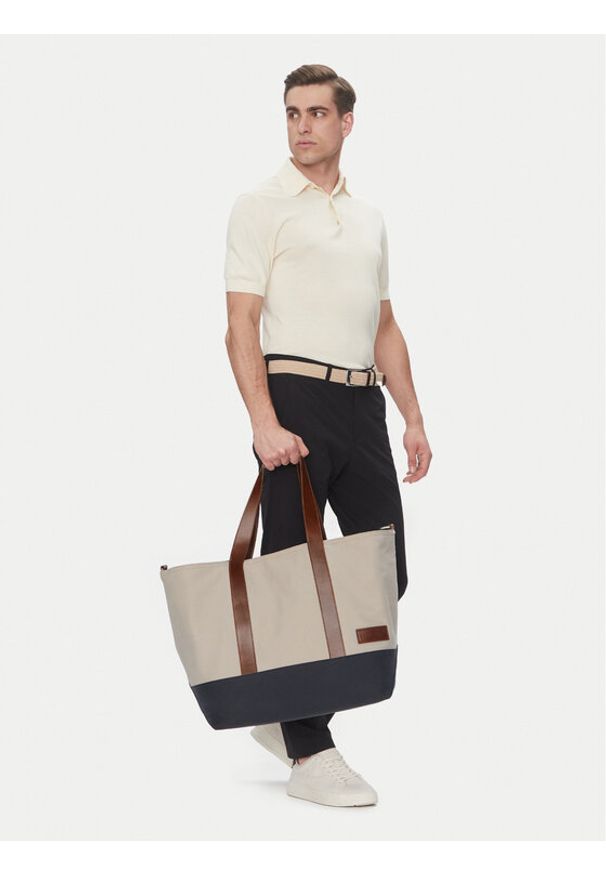 TOMMY HILFIGER - Tommy Hilfiger Torba Th Casual Tote AM0AM13368 Beżowy. Kolor: beżowy. Materiał: materiał