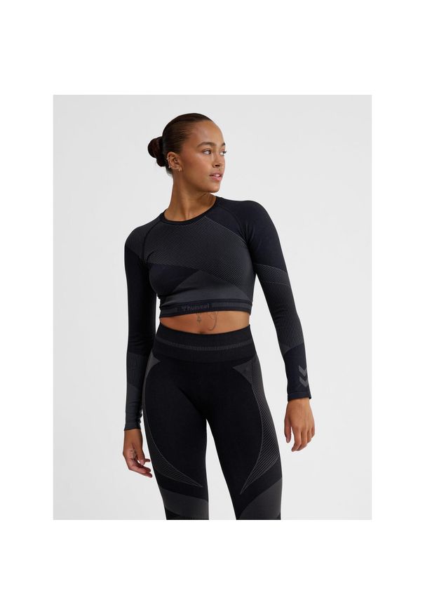 Damska bluzka treningowa bezszwowa z długim rękawem Hummel. Kolor: wielokolorowy, niebieski, szary. Materiał: materiał. Długość rękawa: długi rękaw. Długość: długie. Sport: fitness